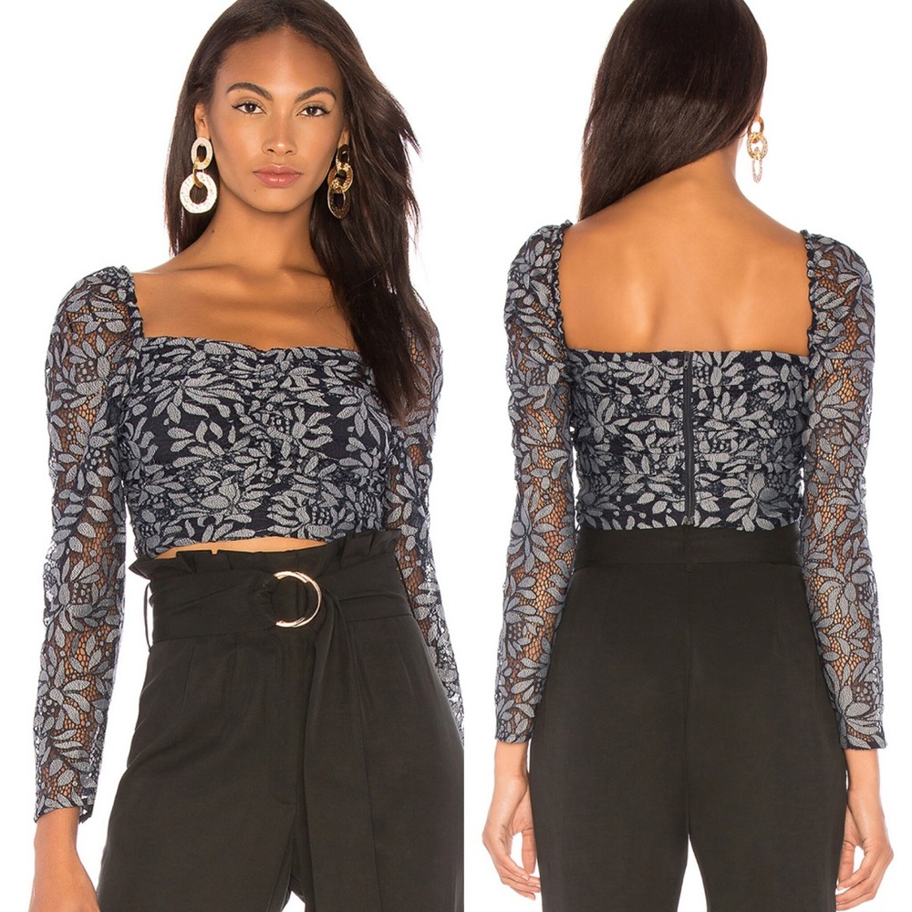 Keepsake Navy Engage Lace Top